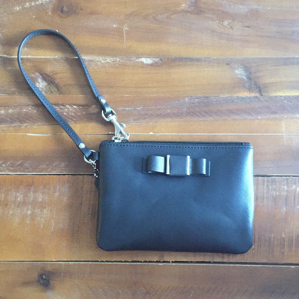 Black leather Coach wristlet